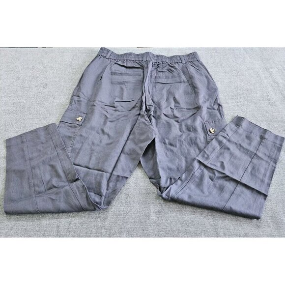Torrid Pants Womens 14 Tall Charcoal Gray Linen Blend Cargo Tapered Pockets - Picture 12 of 14